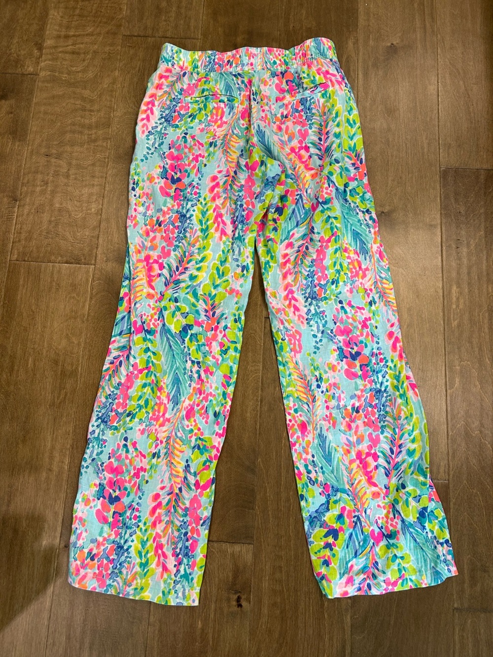 Lilly Pulitzer florita ‘ catch the wave ‘ bright linen pants small holy grail - Picture 5 of 10